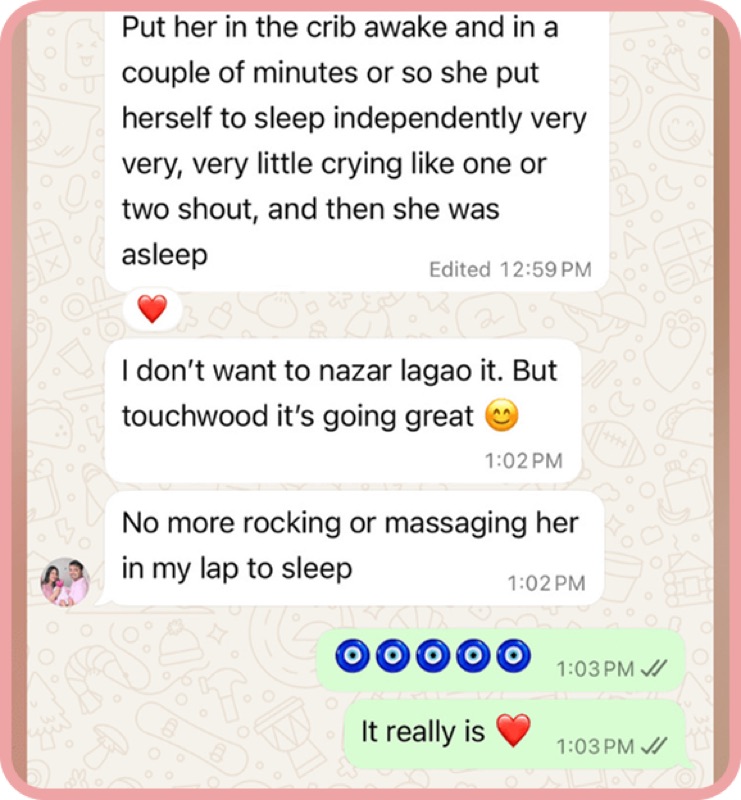 Message from a mom: put her in the crib awake and she fell asleep on her own