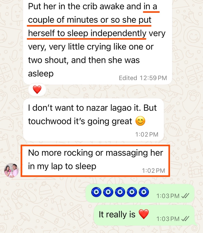 Message from a mom thanking Meenakshi