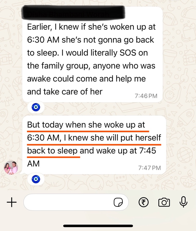Message from a mom about her baby putting herself back to sleep
